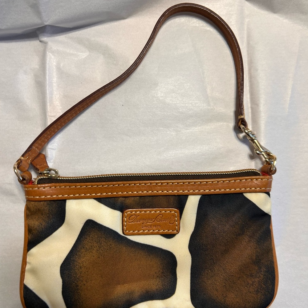 Dooney & Bourke Brown and Cream Giraffe Print Wristlet